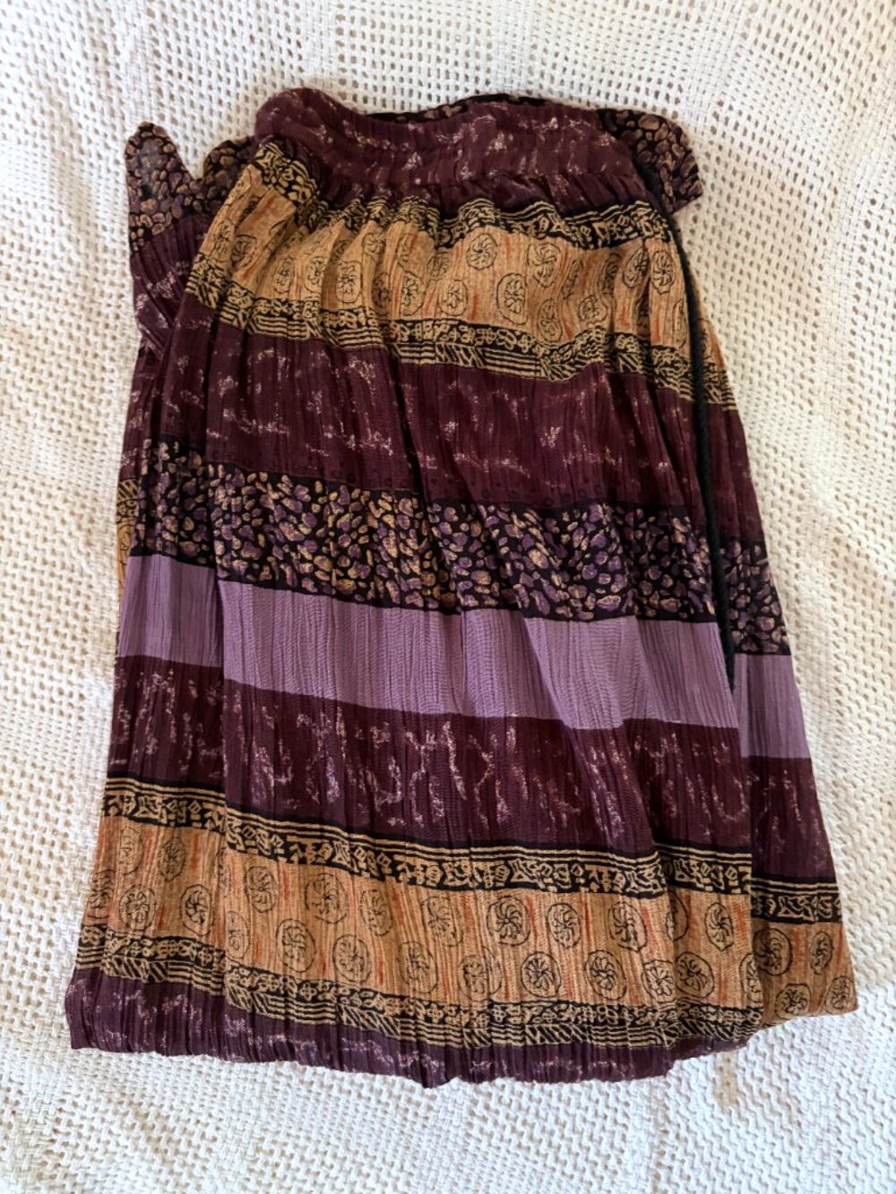 Patterned Maroon, Purple, and Gold Skirt with Bells - Picture 5 of 5